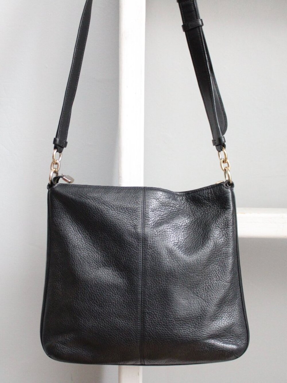 Coach Black Leather Mae Crossbody Bag Purse Gold Metal Accents F34823 - Picture 4 of 7